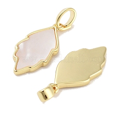Brass Pave Natural Shell Pendants&nbsp;KK-C051-16G