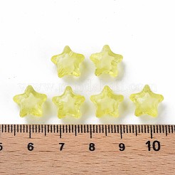 透明なアクリルビーズ  二層ビーズ  多面カット  スター  きいろ  10.5x11x7mm  穴：2mm  約1280個/500g&nbsp;TACR-S152-01A-717
