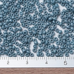 MIYUKIラウンドロカイユビーズ  日本製シードビーズ  （rr2030)マットメタリックスチールブルー光沢  11/0  2x1.3mm  穴：0.8mm  約1100PCS /ボトル  10 G /ボトル&nbsp;SEED-JP0008-RR2030