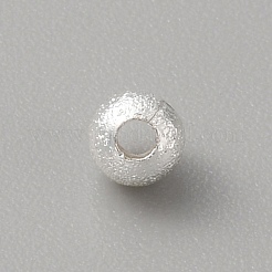 真鍮ビーズ  長持ちメッキ  艶消し  ラウンド  銀  4x3.5mm  穴：1.5mm&nbsp;KK-WH0081-03B-S