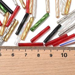 Dyed Colours Glass Twist Bugle Beads&nbsp;GLAA-XCP0012-05
