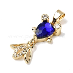 Brass Micro Pave Cubic Zirconia Pendants&nbsp;KK-K375-27G-20