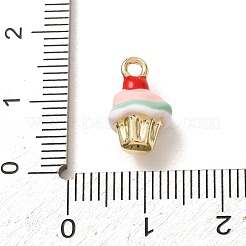 真鍮製エナメルペンダント  ケーキチャーム  ゴールドカラー  ミスティローズ  13x8x7.5mm  穴：1.8mm&nbsp;KK-CBA260B-14C-G