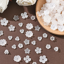 10種類のアクリルビーズキャップ600個  花  ホワイト  8~17x6~18x2.5~10.5mm  穴：1.2~2mm  60個/スタイル&nbsp;OACR-SC0002-37