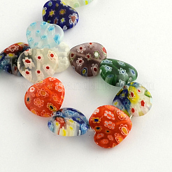 Heart Handmade Millefiori Glass Beads Strands&nbsp;X-LK-R004-28