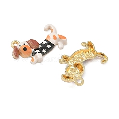 スプレープリント合金エナメルチャーム  犬の形のチャーム  ラックめっき  ゴールドカラー  ブラック  15x24x4mm  穴：1.8mm&nbsp;ENAM-K076-41G-07