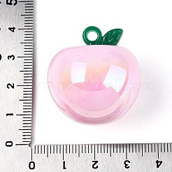 メッキ不透明アクリルパーツ  りんごチャーム  虹色  ミックスカラー  31x29.5x29.5mm  穴：3mm&nbsp;PACR-T018-02M