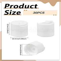 PPプラスチックプレスキャップ30個  交換用ディスクトップ  ディスペンシング ローション ボトル クロージャー  コラム  ホワイト  26.5x27mm  内径：24.5mm&nbsp;AJEW-LP0004-29