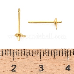 スターリングシルバーのフラットラウンドスタッドピアス金具925個  片穴パーツ用  カン付き  ゴールドカラー  4.5x3mm  穴：0.6mm&nbsp;STER-B010-01A-G