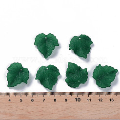 秋のテーマ透明なつや消しアクリルパーツ  カエデの葉  濃い緑  24x22.5x3mm  穴：1mm&nbsp;X-PAF002Y-29