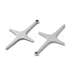 変色しない201ステンレススチールペンダント  星のチャーム  ステンレス鋼色  30x19x1.5mm  穴：1.5mm&nbsp;STAS-Q216-18P