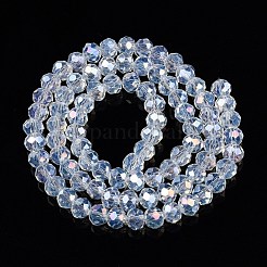 電気メッキガラスビーズセット  模造ヒスイビーズ  ABカラーメッキ  多面カット  ロンデル  ミントクリーム  6x5mm  穴：1mm  約80~85個/連  38~40cm&nbsp;X-EGLA-A044-J6mm-B06