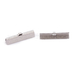 変色しにくい304ステンレススチールリボンカシメエンドパーツ  ステンレス鋼色  7x25x5.5mm  穴：1.4x0.5mm&nbsp;STAS-P249-29A-P