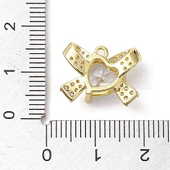 Rack Plating Brass Micro Pave Clear Cubic Zirconia Pendants&nbsp;KK-H463-10G-01