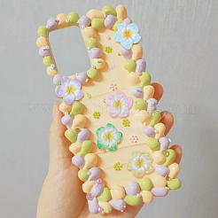 プルメリアの花の不透明樹脂カボション  ミックスカラー  20~21x20~21x4.5~5mm  80個/セット&nbsp;CRES-BM0001-01A