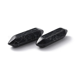 合成ターコイズファセット  二重終端点  穴なし/ドリルなし  染め  ブラック  31.5x9x8mm&nbsp;FIND-WH0155-040M