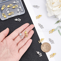 20個2色真鍮ペンダント  ローズ  バレンタインデーのテーマ  プラチナ·ゴールデン  19.5x9.5x3.5mm  穴：1.5mm  10個/カラー&nbsp;KK-AR0002-20