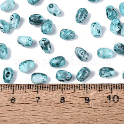 ピカソガラスシードビーズ  丸い穴  ティアドロップ  ダークターコイズ  6~7x4~5mm  穴：0.9~1mm  約2645個/ポンド&nbsp;SEED-N012-10H