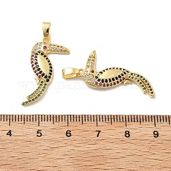 真鍮製マイクロパヴェキュービックジルコニアペンダント  カドミウムフリー＆ニッケルフリー＆鉛フリー  鳥  18KGP本金メッキ  28x14x3mm  穴：5x2.5mm&nbsp;KK-M325-17B-G