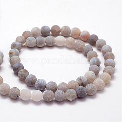 Frosted Natural Weathered Agate Beads Strands&nbsp;G-F374-8mm-02