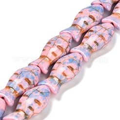 合成ターコイズビーズ連売り  魚  染め  スプレー塗装  ピンク  24x11.5~12x7mm  穴：1.2mm  約17個/連  15.16''（38.5センチメートル）&nbsp;TURQ-F019-01J