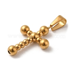 PVD真空メッキ304ステンレスペンダント  長持ちメッキ  クロスチャーム  ゴールドカラー  33x22.5x6mm  穴：9x4.5mm&nbsp;STAS-M322-16G