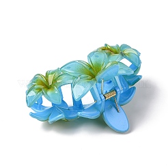 花プラスチック爪ヘアクリップ  女性と女の子のためのヘアアクセサリー  アクアマリン  107.5x65x61mm&nbsp;PW-WGB4757-03