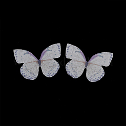 オーガンジー生地  DIYジュエリー作りの工芸品  蝶  暗い蘭  35x48mm&nbsp;LS-FIND-S317-14