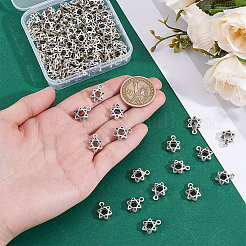 100 個のチベットスタイル合金チャーム  ダビデの星  アンティークシルバー  14.5x10x4.5mm  穴：1.2mm&nbsp;FIND-HY0005-25