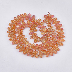 電気メッキガラスビーズセット  葉  ダークオレンジ  11x7x4mm  穴：0.8mm  約140個/連  23.6インチ&nbsp;EGLA-T017-01D