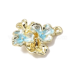 合金エナメルチャーム  花のチャーム  ラックめっき  長持ちメッキ  ゴールドカラー  ブルー  21x19x5mm  穴：1.4mm&nbsp;FIND-E062-03G-B