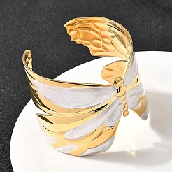 女性用304ステンレススチールカフバングル  18KGP本金メッキ＆ステンレススチールカラー  トンボ  内径：2-3/8インチ（5.9x5.95cm）&nbsp;BJEW-F509-02B-G