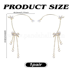 2Pcs 2 Colors Fashionable Tassel Brass Cuff Earrings&nbsp;EJEW-LP0012-13