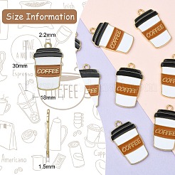合金エナメルチャーム  ゴールドカラー  単語コーヒーチャーム付きコーヒーカップ  ペルー  30x18x1.5mm  穴：2.2mm&nbsp;ENAM-CJC0002-32G