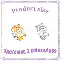 4個 2色 トリプルムーン 304ステンレススチール 指輪 女性用  ゴールデン·ステンレス鋼色  内径：16.8mm  2pc /カラー&nbsp;RJEW-GO0001-12