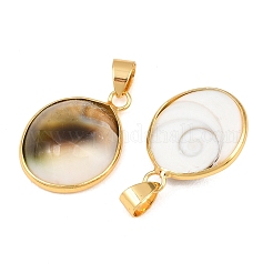 Brass Pave Natural Shell Pendants&nbsp;KK-H002-01G