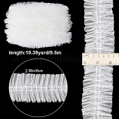 10m ポリエステルプリーツレーストリム  フリルレースリボン  衣類用アクセサリー  ホワイト  2-3/8インチ（60mm）  約9.5~10 M /袋&nbsp;OCOR-GF0003-21C