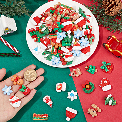 96個 16スタイル クリスマス 不透明樹脂カボション  ジュエリー作りのための  混合色  混合図形  21.5~30x13~24x5~8.5mm  6ps/スタイル&nbsp;RESI-SC0005-62