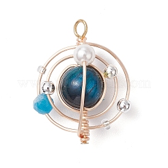 4Pcs 4 Colors Natural Tiger Eye & Shell Pearl Pendants&nbsp;PALLOY-TA00187