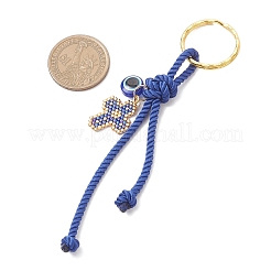 Resin & Glass Seed & Polyester Cord Keychain&nbsp;KEYC-MZ00048-03