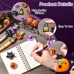ハロウィン用食品グレードシリコンフォーカルビーズ 8個 4スタイル  ミックスカラー  混合図形  21~29x25~35.5x8~21mm  穴：2mm  2個/スタイル&nbsp;SIL-YW0002-17