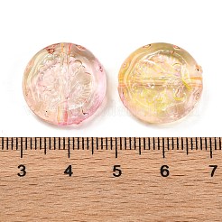 ツートン透明アクリルビーズ370個  フラットラウンド  ダークサーモン  18x5mm  穴：1.8mm  約370個/500g&nbsp;MACR-K359-27C