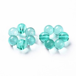 透明なアクリルビーズフレーム  花  ターコイズ  16.5x15.5x6mm  穴：2mm  約674個/500g&nbsp;TACR-S153-01A-68