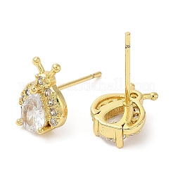 Rack Plating Bee Triangle Dangle Hoop Earrings with Cubic Zirconia&nbsp;EJEW-D061-27G