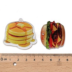 印刷されたアクリルパーツ  パン/プレッツェル  ミックスカラー  26.5~37x18~41x2.5~3mm  穴：2mm&nbsp;OACR-A043-02