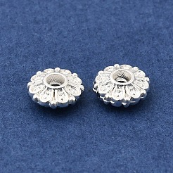 合金ビーズ  長持ちメッキ  カドミウムフリー＆鉛フリー  花  ラックめっき  銀  6x2.4mm  穴：1.2mm&nbsp;FIND-WH0118-18S