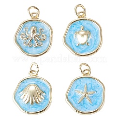 4Pcs Golden Ocean Brass Enamel Pendants&nbsp;KK-TADJ0001-32