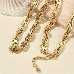 304ステンレススチール製オーバルリンクチェーンネックレス＆ブレスレットセット  イオンプレーティング（ip）  18KGP本金メッキ  555mm&nbsp;SJEW-D091-08G