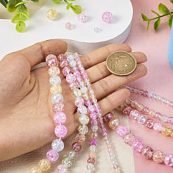 4 Strands 4 Size Electroplate Crackle Glass Bead Strands&nbsp;GLAA-TA0001-68