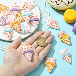 30 個 5 スタイル不透明樹脂模造動物ピザカボション  かわいい食べ物  ミックスカラー  42~46x26.5~27.5x8~8.5mm  6個/スタイル&nbsp;RESI-CJ0003-67